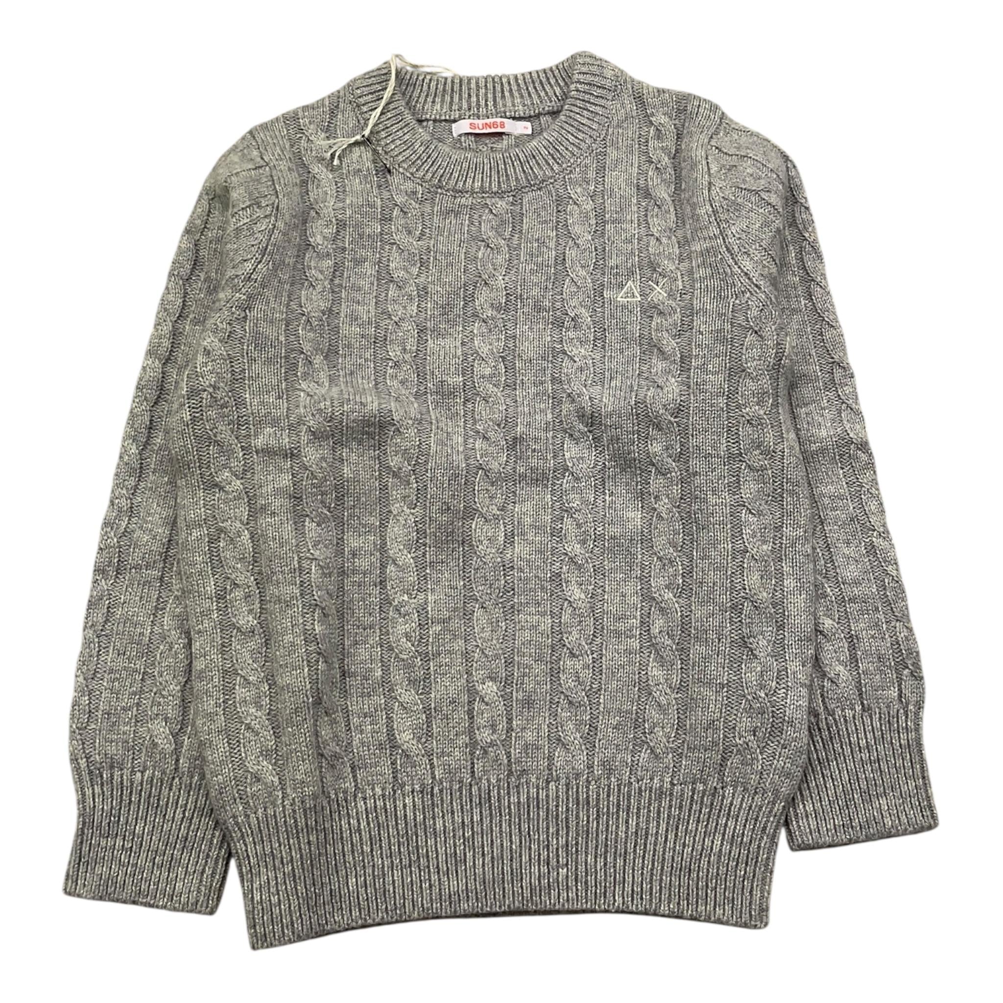SUN68 maglia girocollo tinta unita con ricamo logo Grigio per Bambino K44355X GRIGIO SUN68 