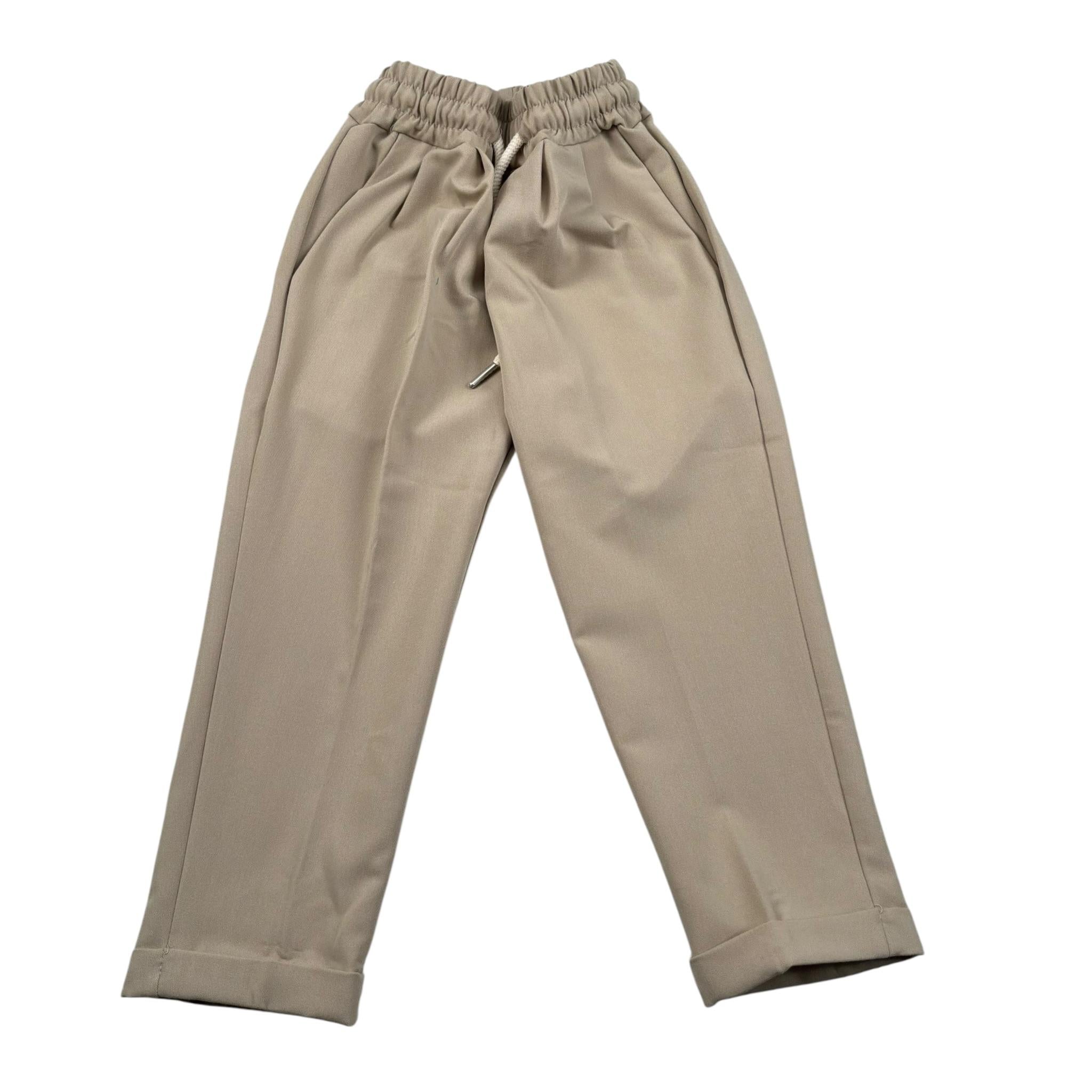 Numbers Pantalone Tinta Unita con Elastico In Vita per Neonato PA123 BEIGE NUMBERS 