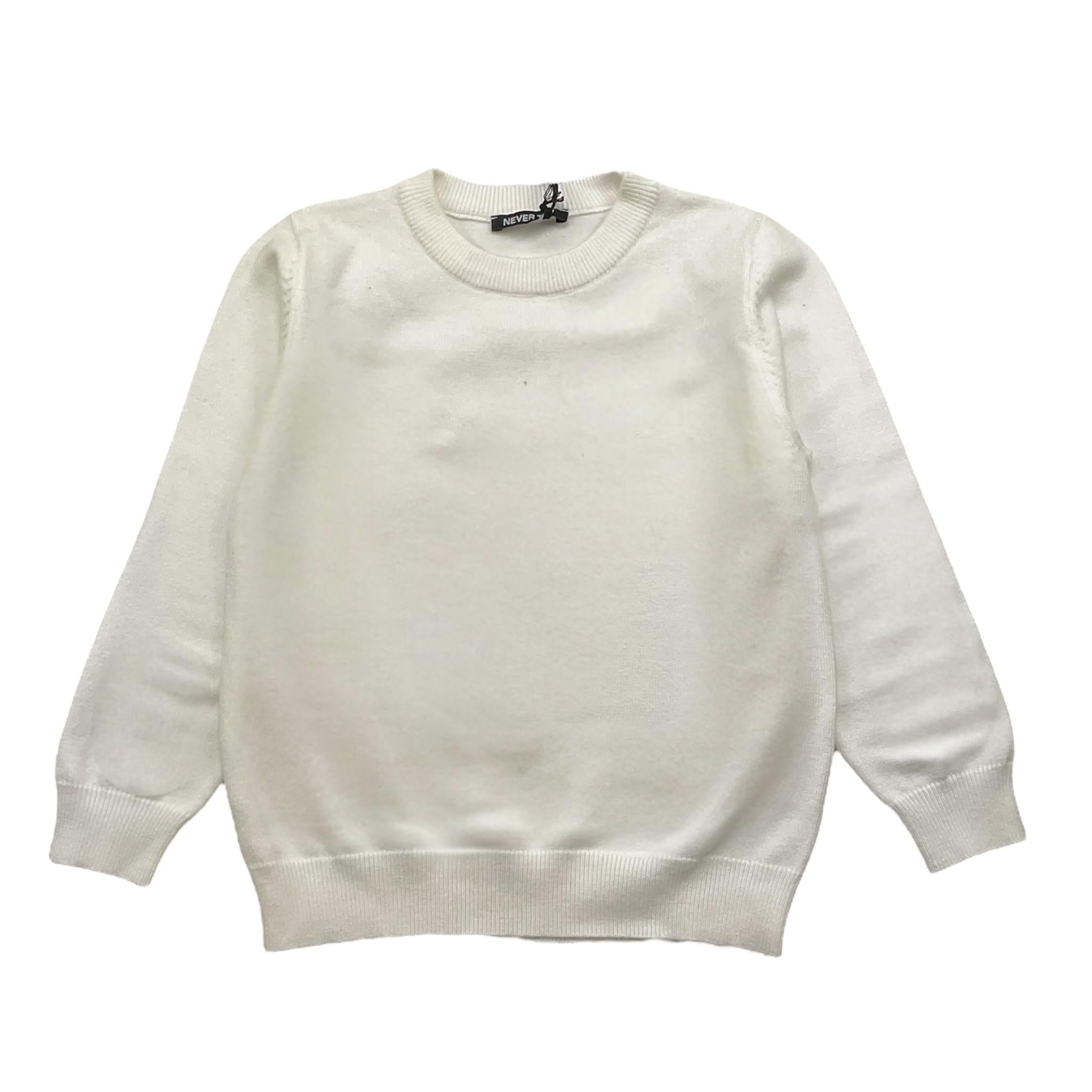 NEVER TOO maglia girocollo tinta unita Panna per Bambino NT2225B PANNA NEVER TOO 