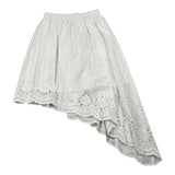 Mariuccia Gonna Asimmetrica Tinta Unita In Pizzo Sangallo per Bambina MMBG378 BIANCO MARIUCCIA 