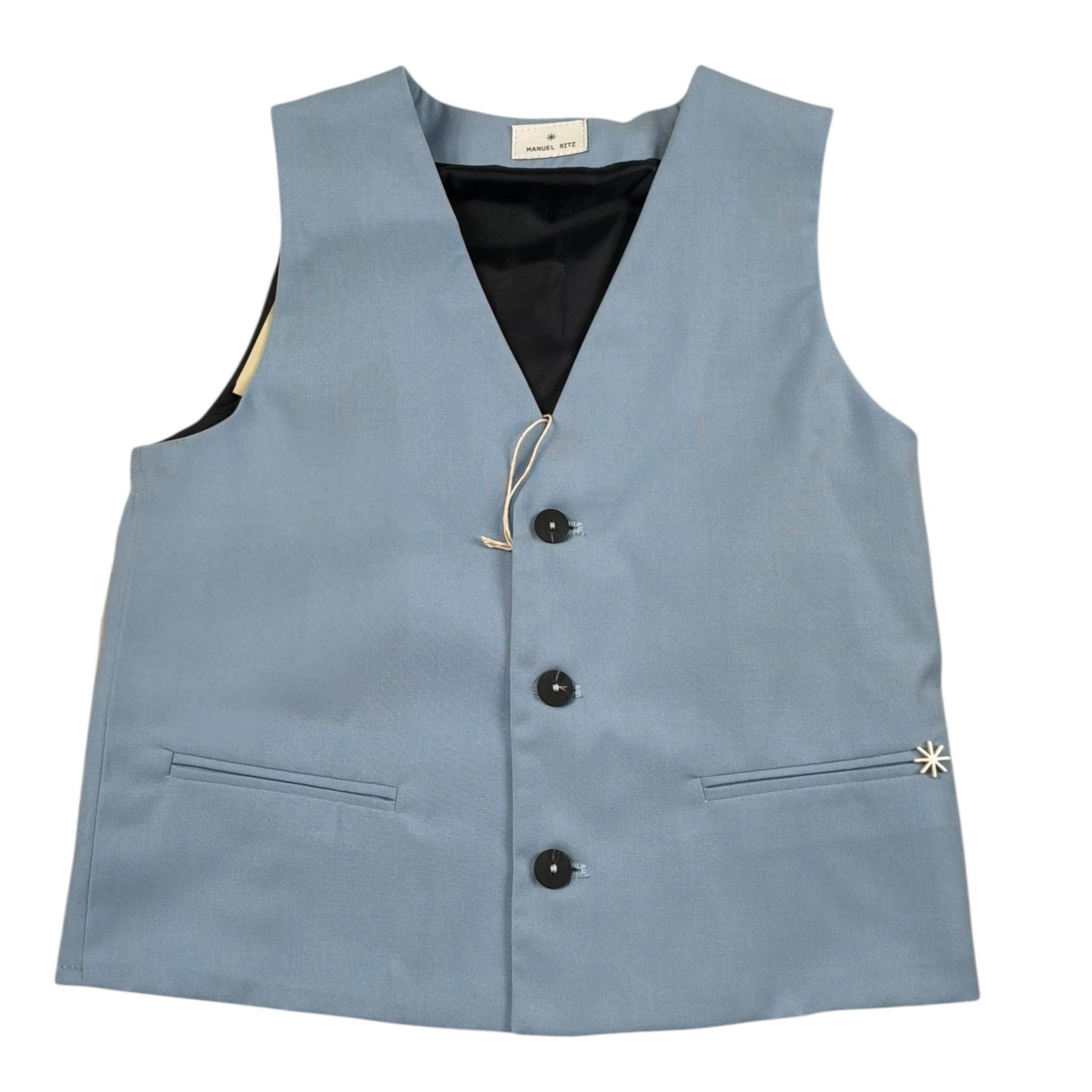 Manuel Ritz Gilet tinta unita con Bottoni Azzurro per Bambino MR2892 AZZURRO MANUEL RITZ 