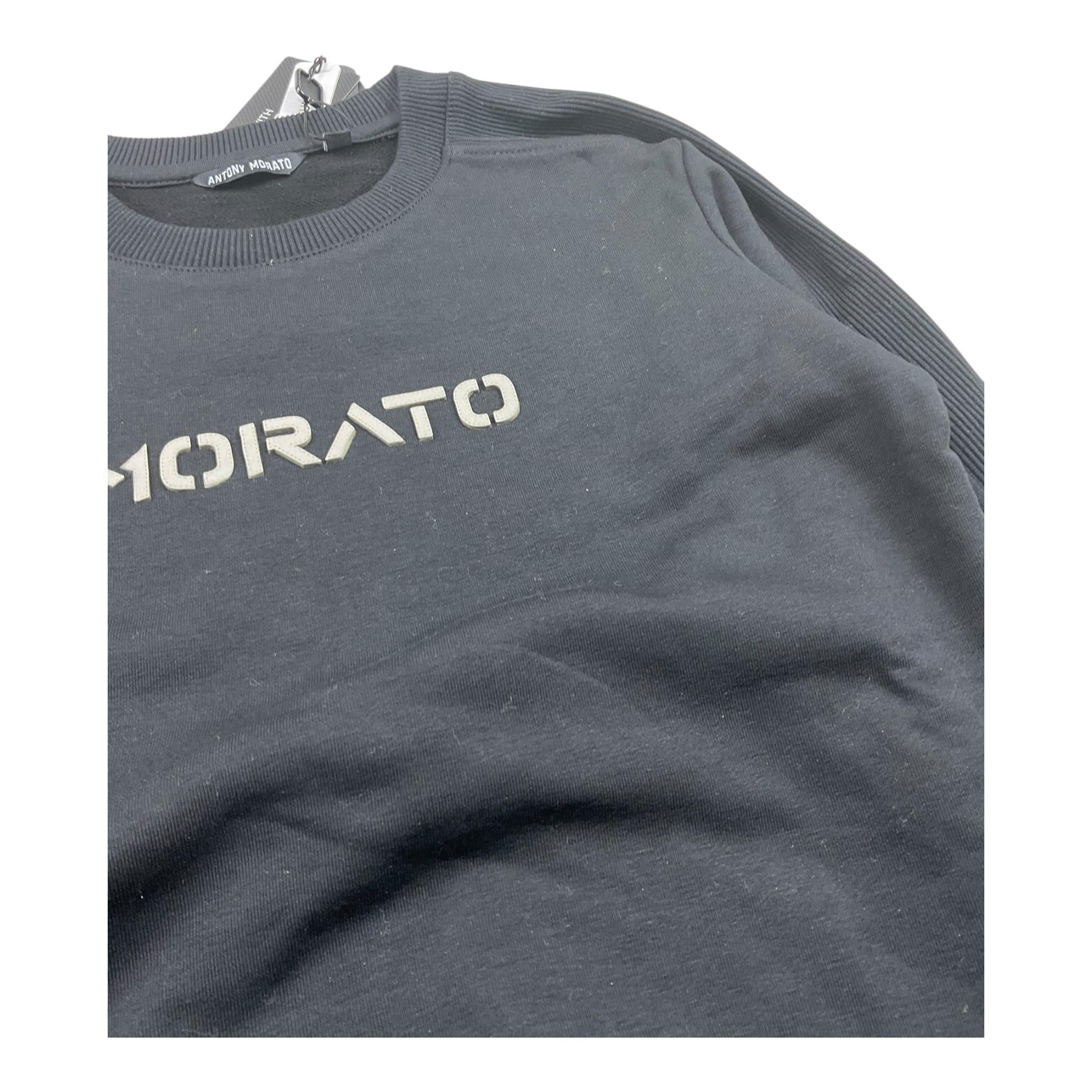 ANTONY MORATO felpa tinta unita girocollo con logo Nero per Bambino MKFL00491X NERO ANTONY MORATO 