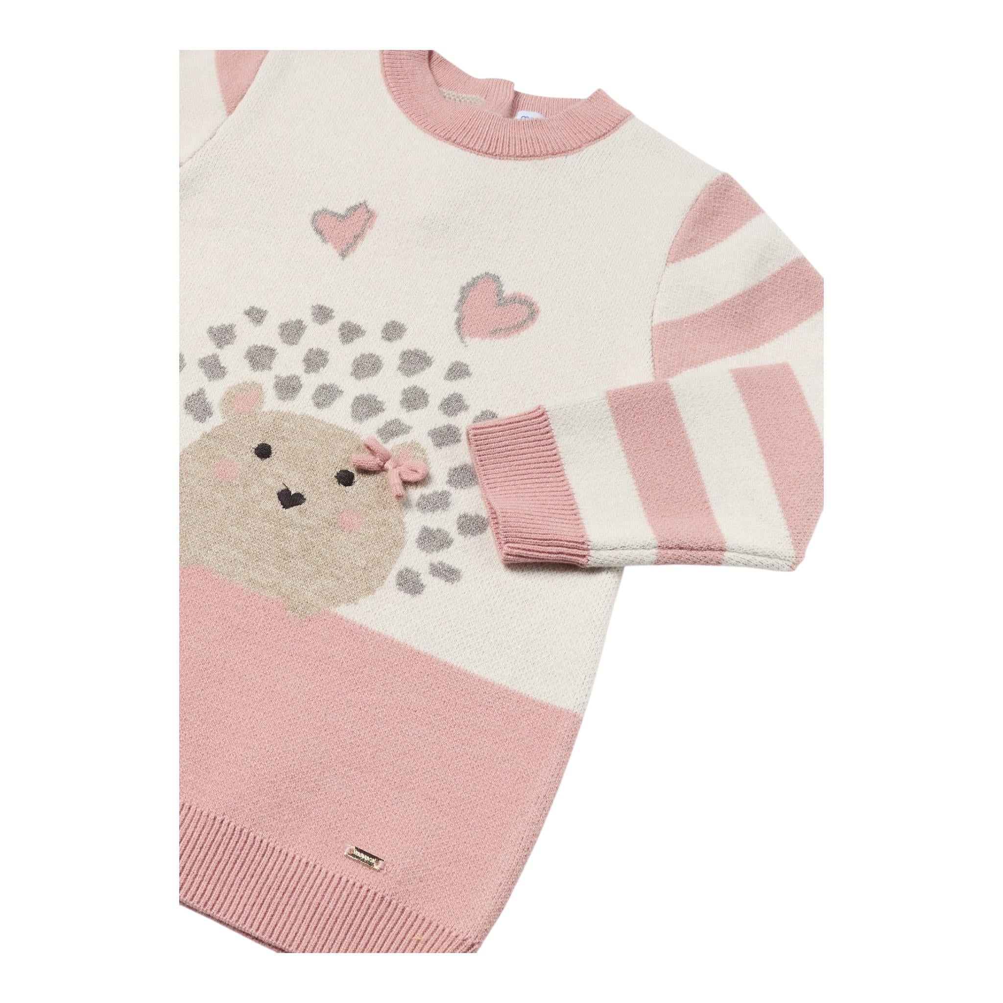MAYORAL abito tinta unita in maglia cn stampa Rosa per Neonata 2918X ROSA MAYORAL 