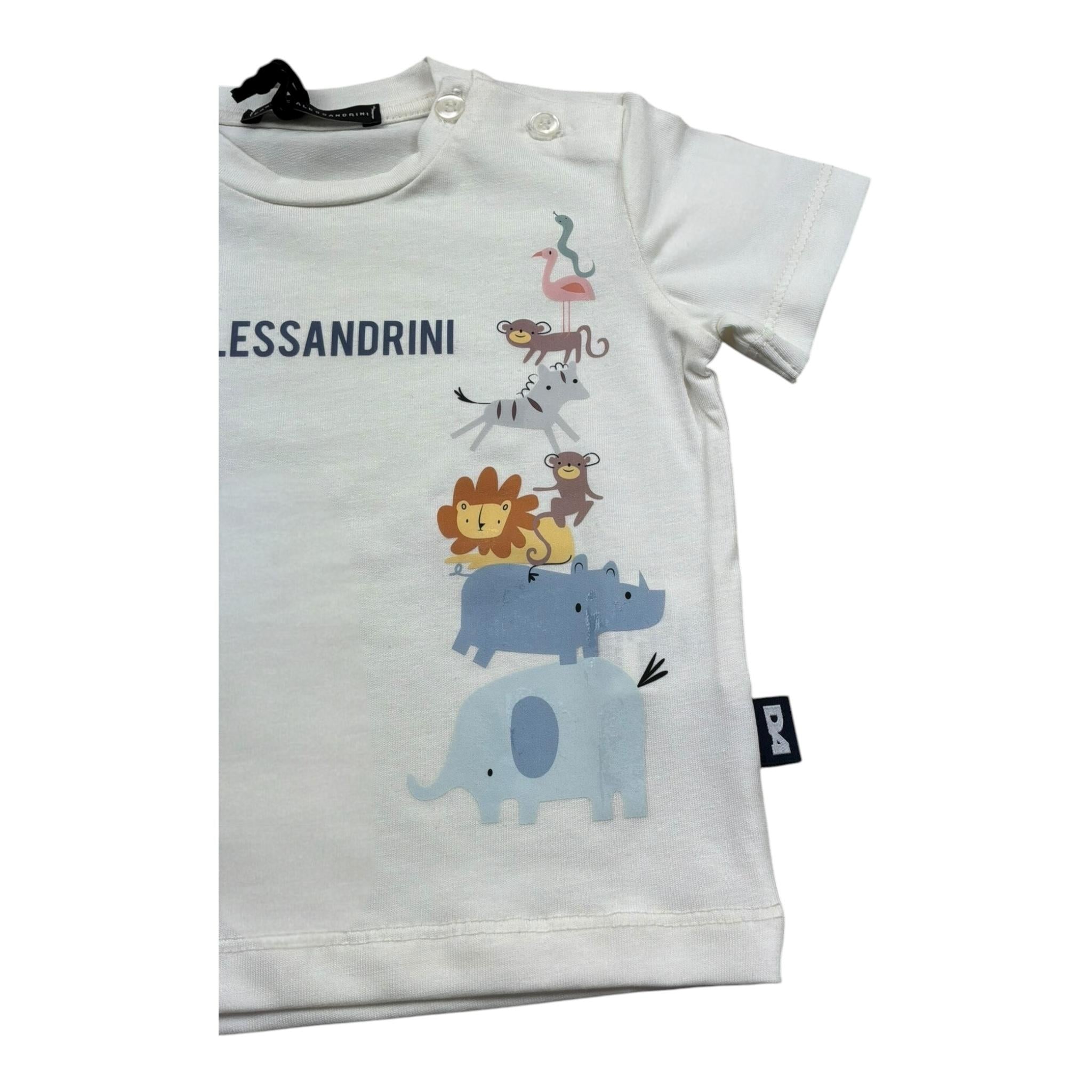 Daniele Alessandrini T-Shirt Girocollo Tinta Unita con Stampa per Neonato 1296M00180 PANNA DANIELE ALESSANDRINI 