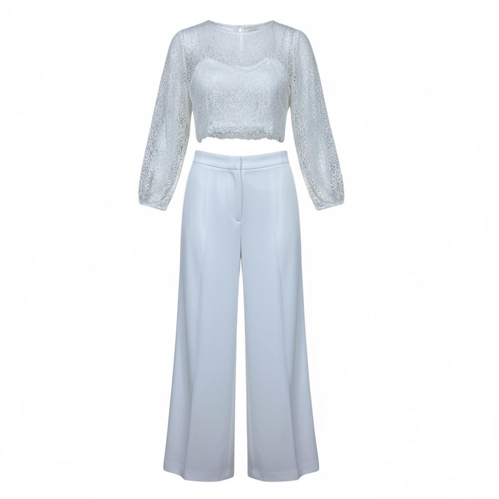 Sarabanda Completo 3 Pezzi Maglia-Top-Pantalone Tinta Unita per Bambina 0B495X BIANCO SARABANDA 