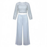 Sarabanda Completo 3 Pezzi Maglia-Top-Pantalone Tinta Unita per Bambina 0B495X BIANCO SARABANDA 