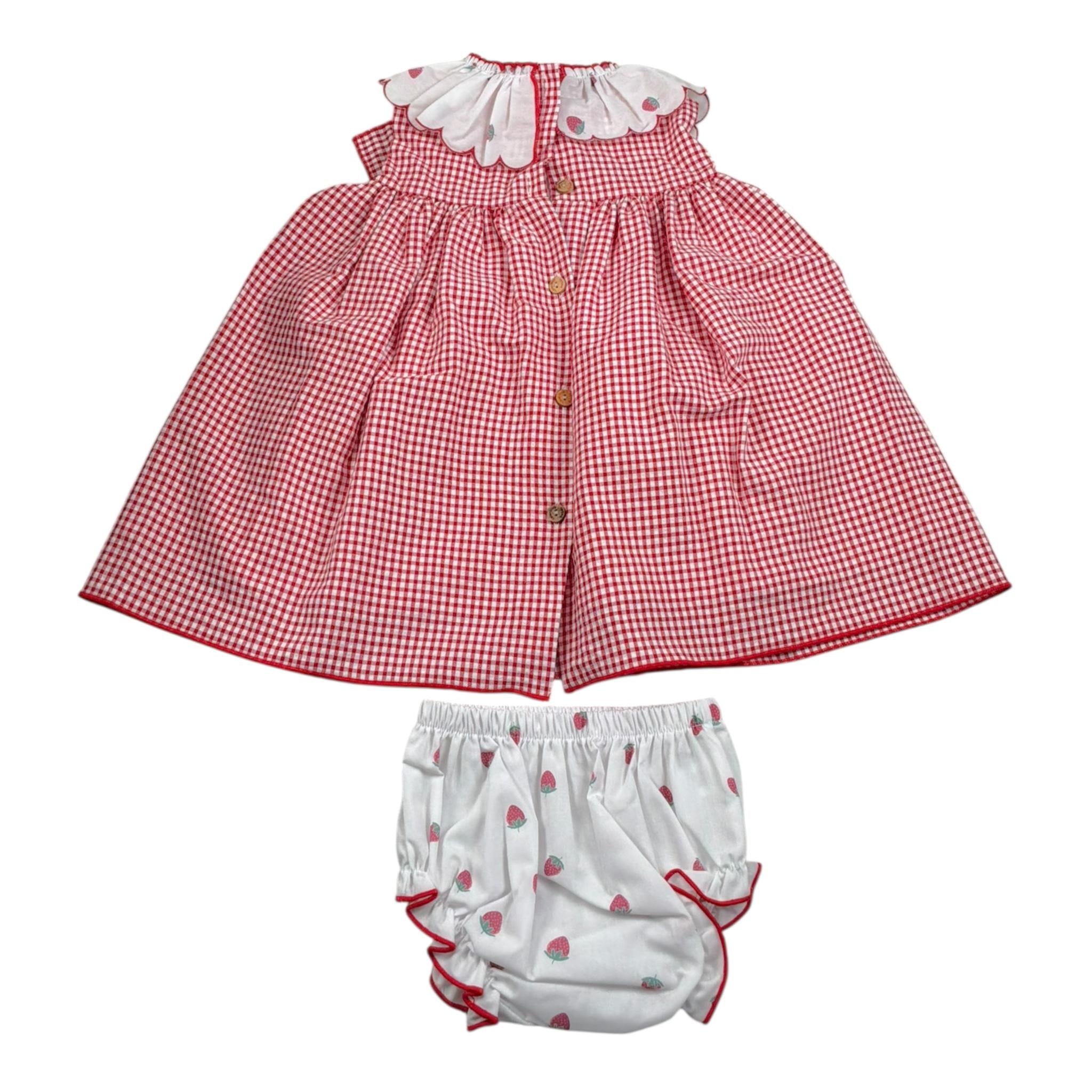 Valentina Bebes Set Abito-Coulotte con Fantasia Quadri per Neonata LOVE134 ROSSO VALENTINA BEBES 