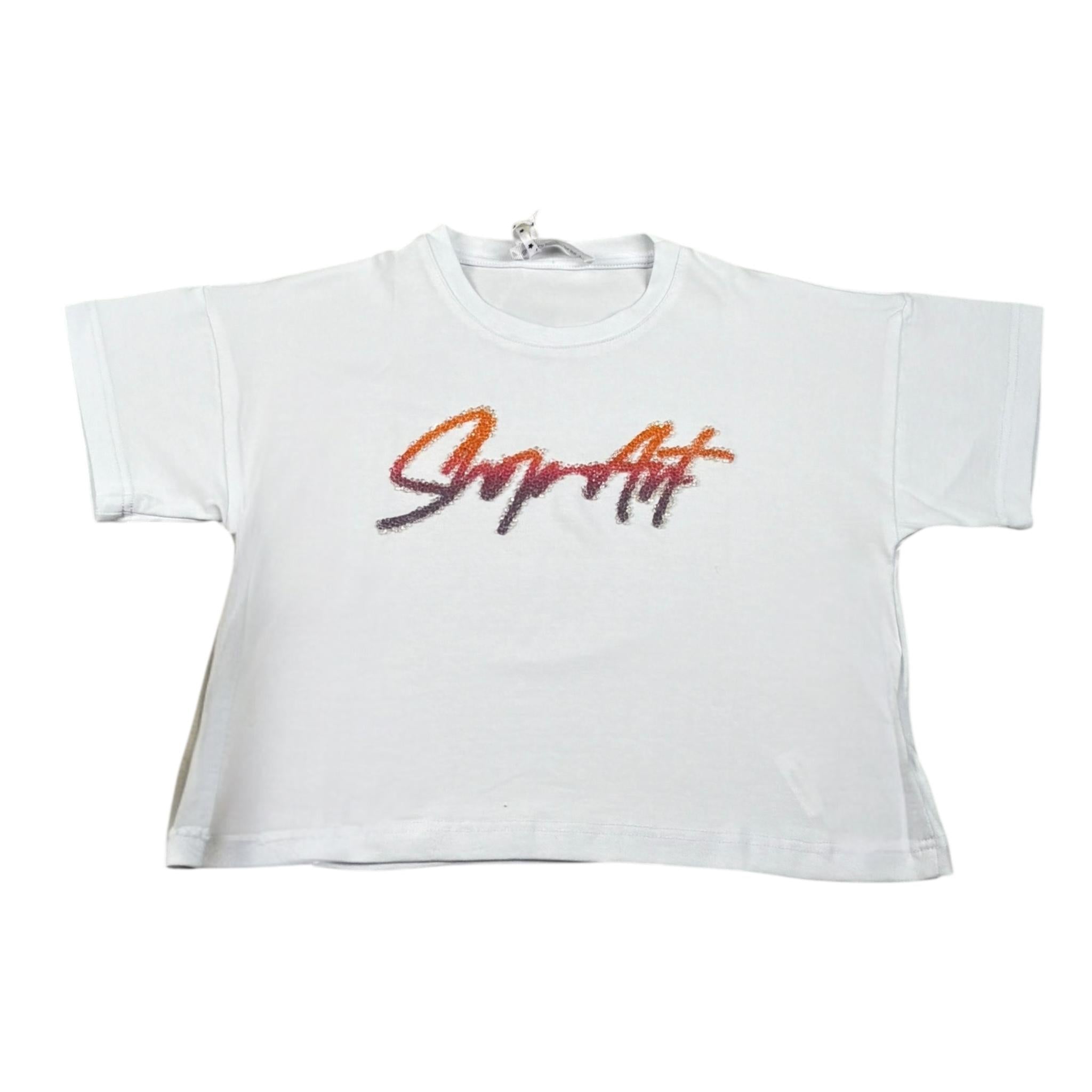 Shopart T-Shirt Girocollo Tinta Unita con Stampa per Bambina SAJKS000425 BIANCO SHOPART 