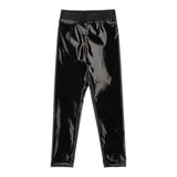 Chiara Ferragni Solid Color Leggings With Logo Elastic In Black Vinyl For Girls