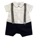 Barcellino Two-Tone Romper Half Sleeve White/Blue For Newborn
