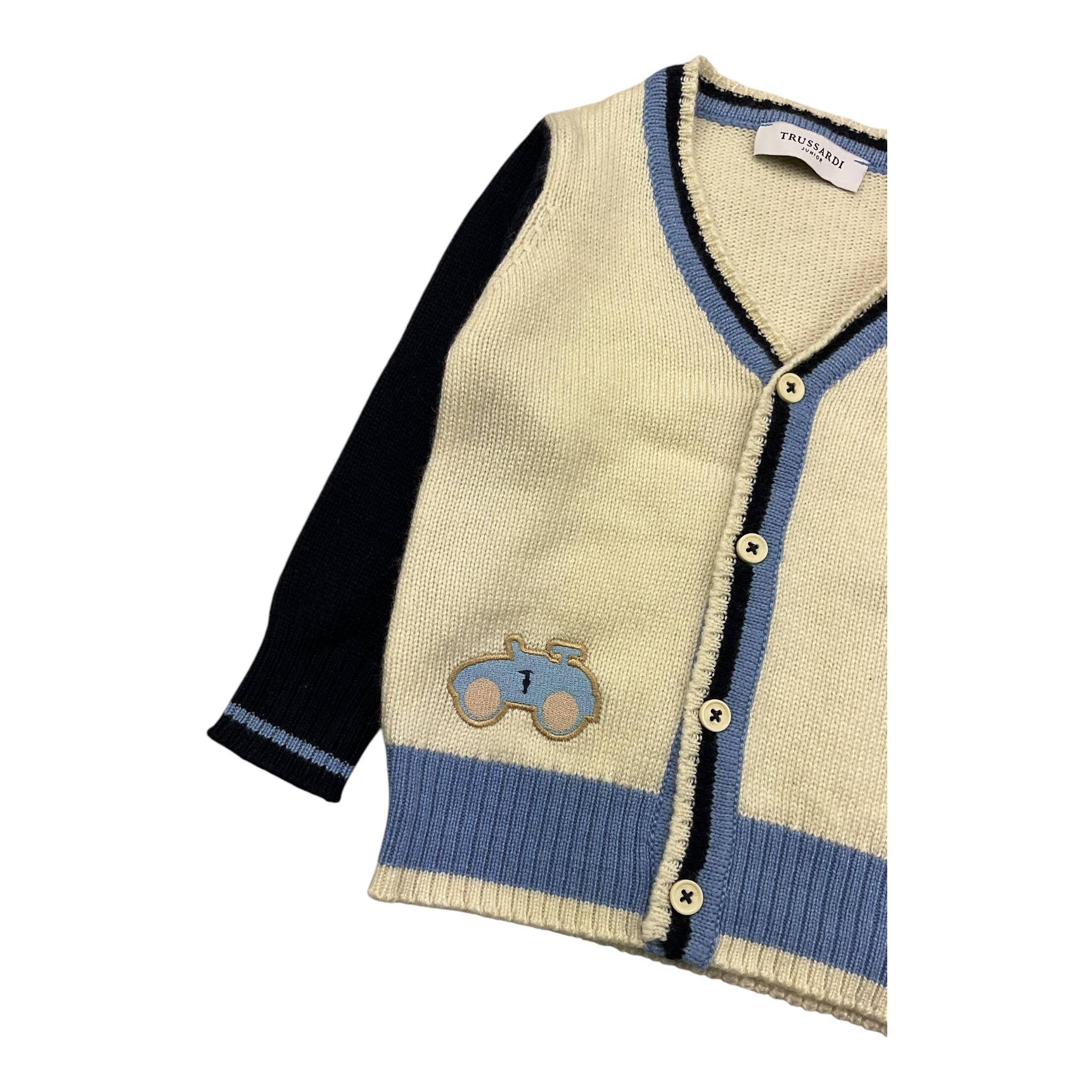 TRUSSARDI cardigan tinta unita con maniche in contrasto Panna per Neonato TIA25112 PANNA TRUSSARDI 