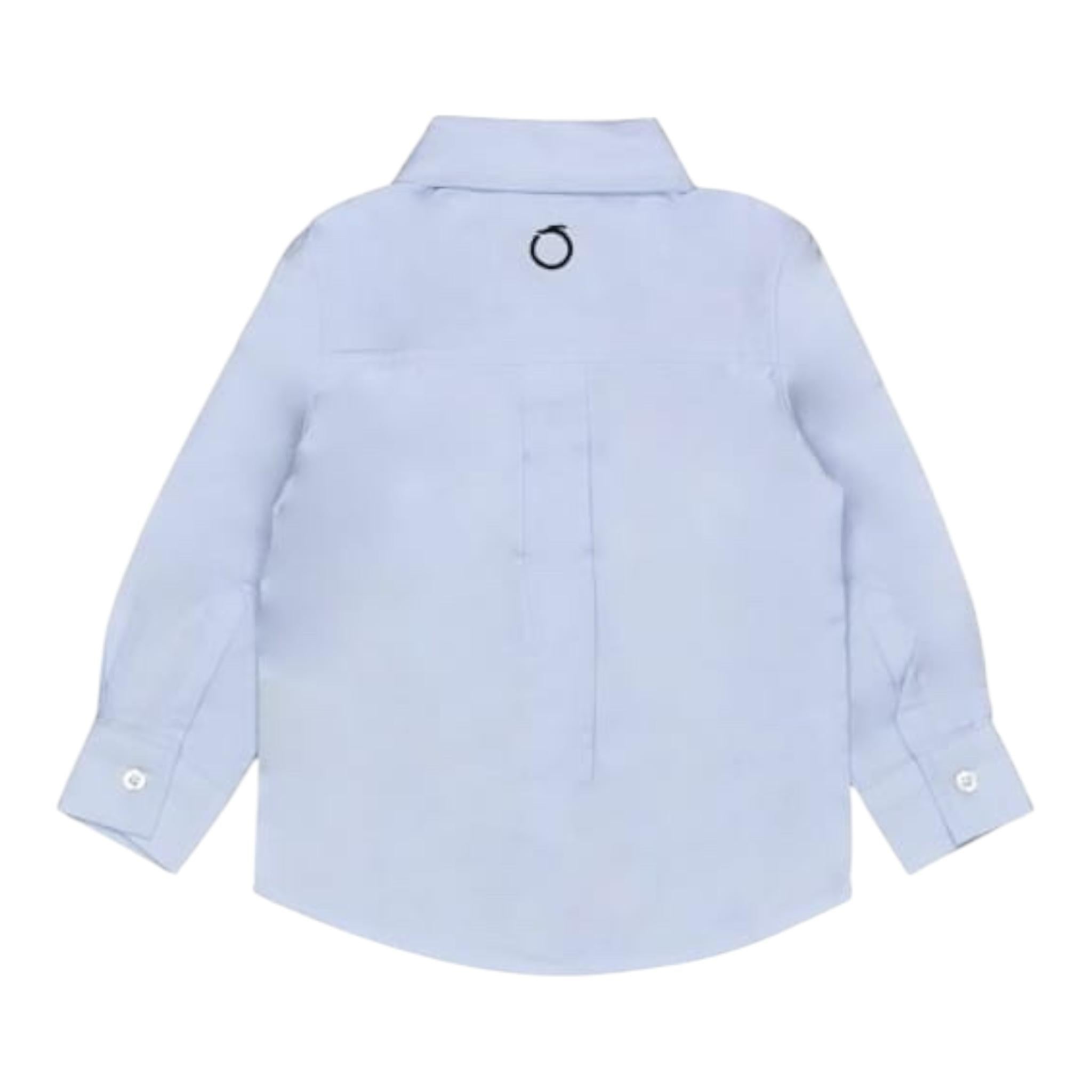 TRUSSARDI camicia manica lunga tinta unita con stampa Azzurro per Bambino TIA24066CAJ AZZURRO TRUSSARDI 