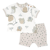 Chicco Complete T-Shirt-Bermuda Solid Color With Pattern And Print White For Newborn