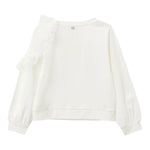 Please Felpa Tinta Unita con Tulle per Bambina LB03172G73 BIANCO PLEASE 
