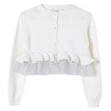 Simonetta Plain Cardigan With Cream Tulle For Girls