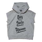 Dsquared2 Sleeveless Hoodie Solid Color With Contrast Print Grey For Boys
