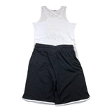 Yours Girl Two-Tone White/Black Tank-Short Set For Girls