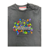 Cesare Paciotti Solid Color Crew Neck T-Shirt with Black Logo Print for Newborns