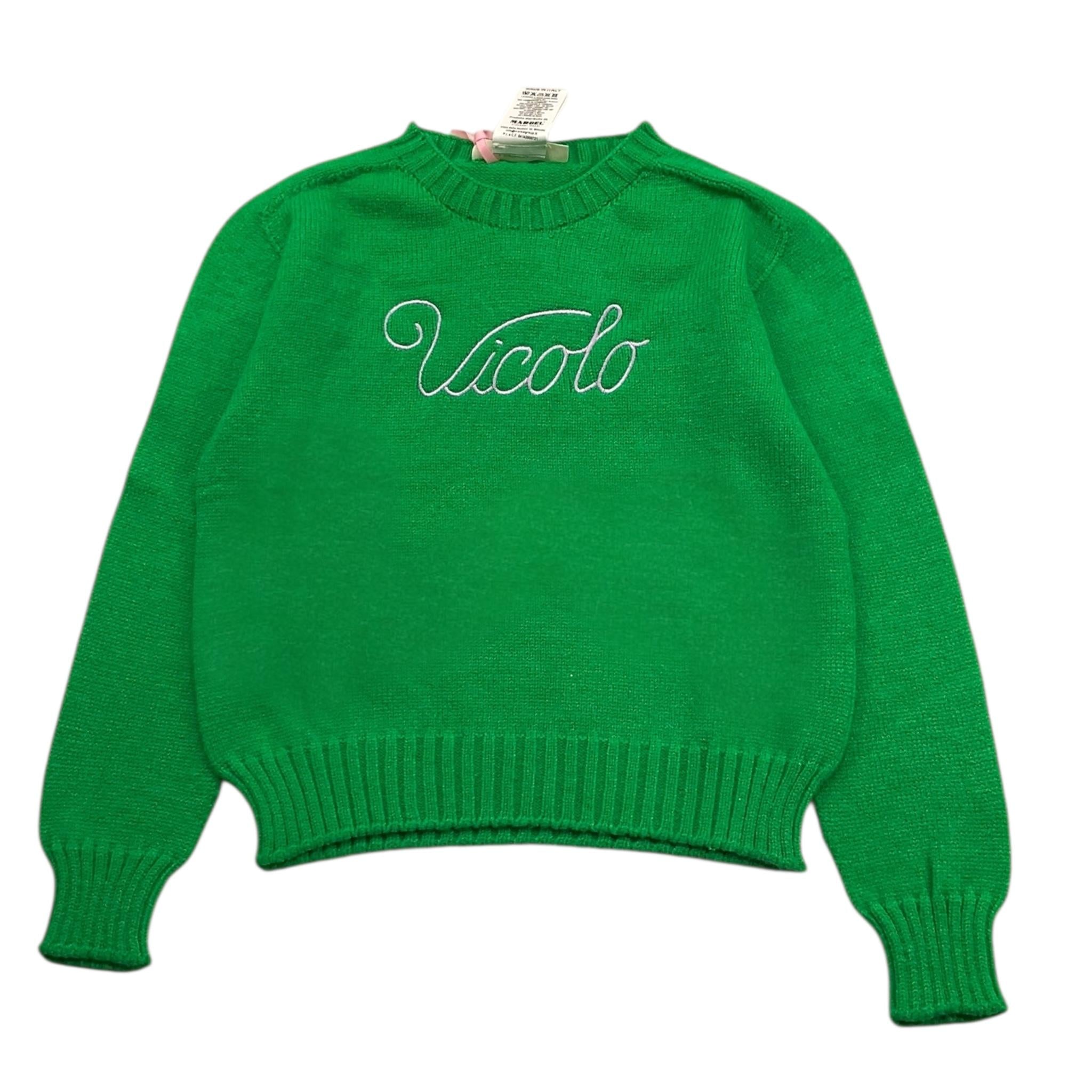 VICOLO maglia girocollo tinta unita con stampa Verde per Bambina 3141W00160X VERDE VICOLO 