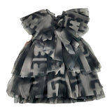 Elisabetta Franchi Solid Color Sleeveless Dress With Black Tulle For Girls