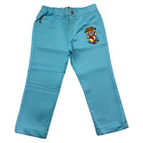 Moschino Solid Color Pants with Elastic Waist and Blue Logo for Newborns