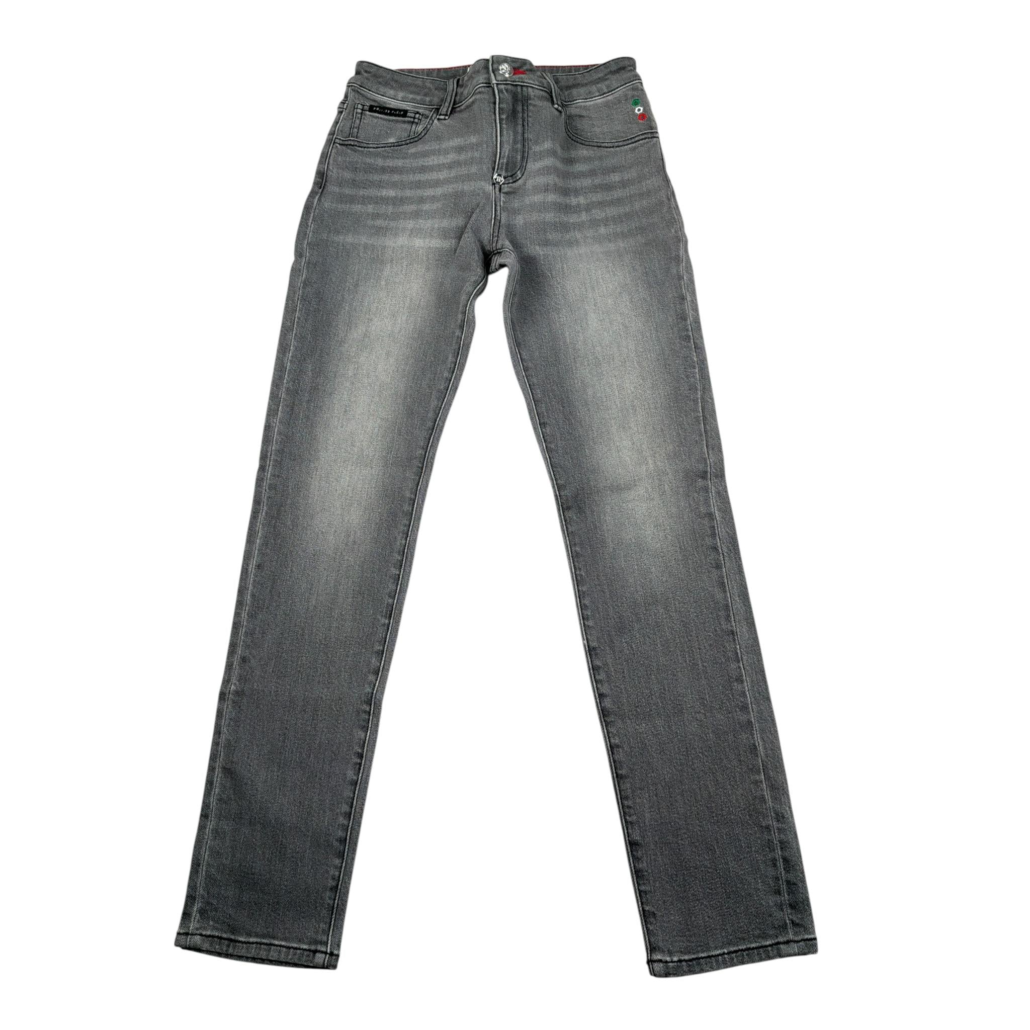 Philipp Plein Jeans tinta unita con 5 Tasche Grigio per Bambino 2RP000 GRIGIO PHILIPP PLEIN 