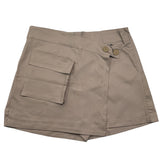Monelli Kids Shorts Solid Color With Elastic Waist And Zip Beige For Girls