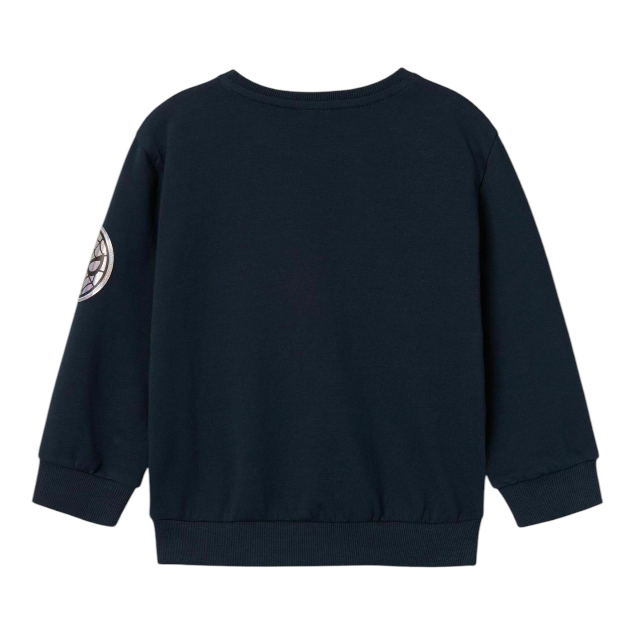 NAME.IT felpa chiusa girocollo tinta unita con stampa in contrasto Blu per Neonato 13236309 BLU NAME.IT 