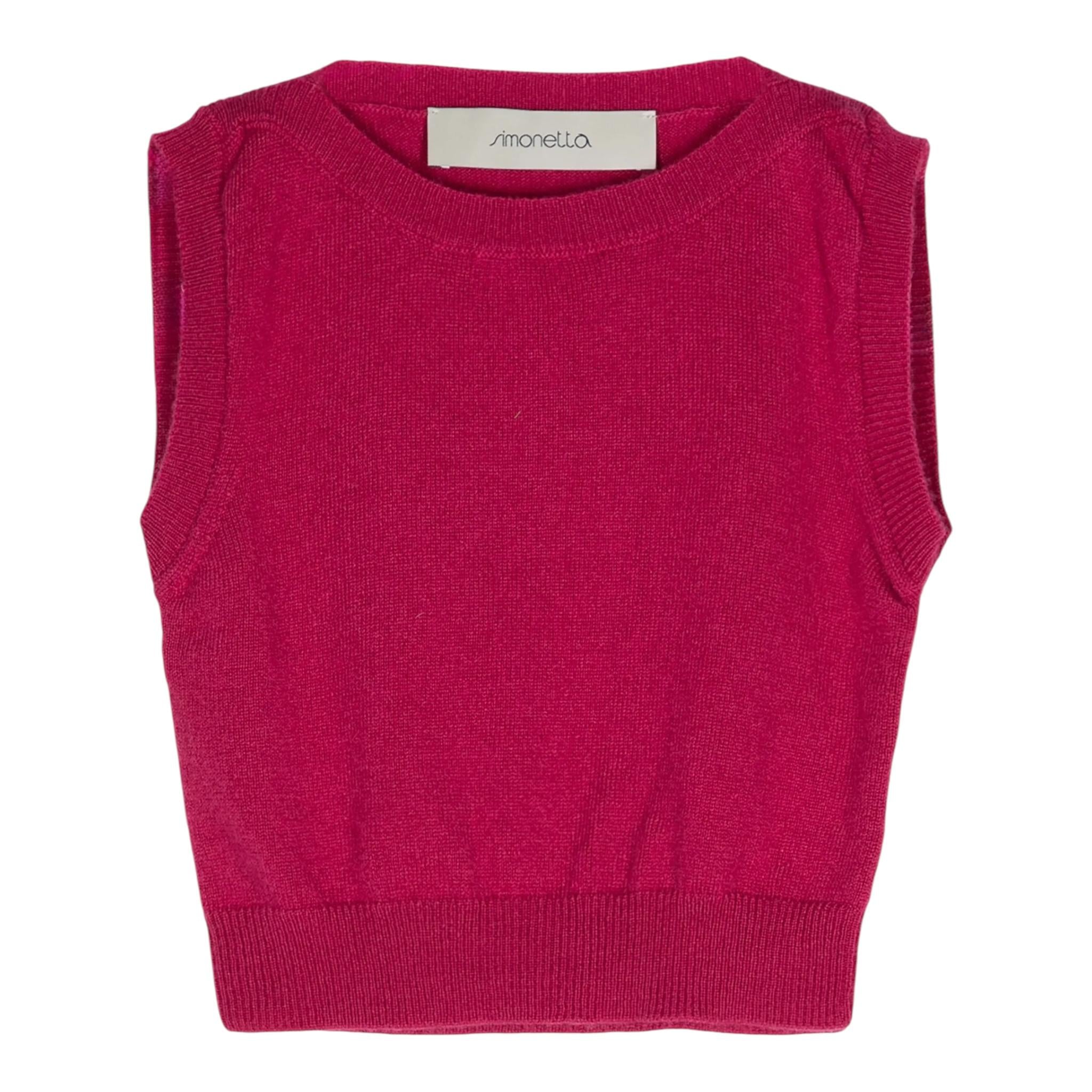 SIMONETTA gilet girocollo tinta unita Fuxia per Bambina SV9A52 FUXIA SIMONETTA 