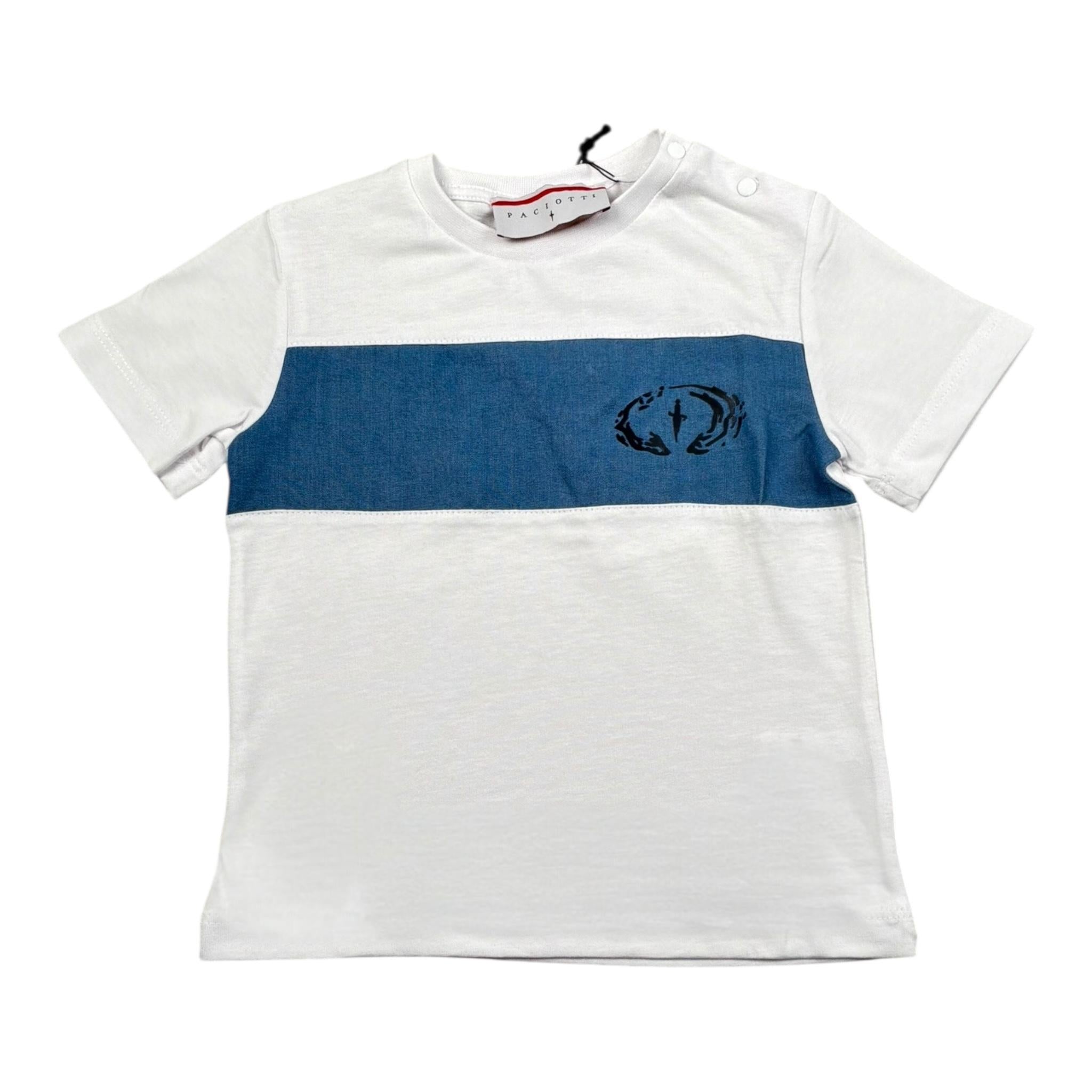 Cesare Paciotti T-Shirt Girocollo Tinta Unita con Stampa per Bambino TSP5157BX BIANCO CESARE PACIOTTI 