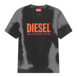 Diesel T-Shirt Crew Neck Logo Print Black For Boys