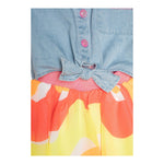 Billieblush Abito Tinta Unita con Gonnellone Multicolor E Denim Giromanica per Bambina U21023 AZZURRO BillIEBLUSH 
