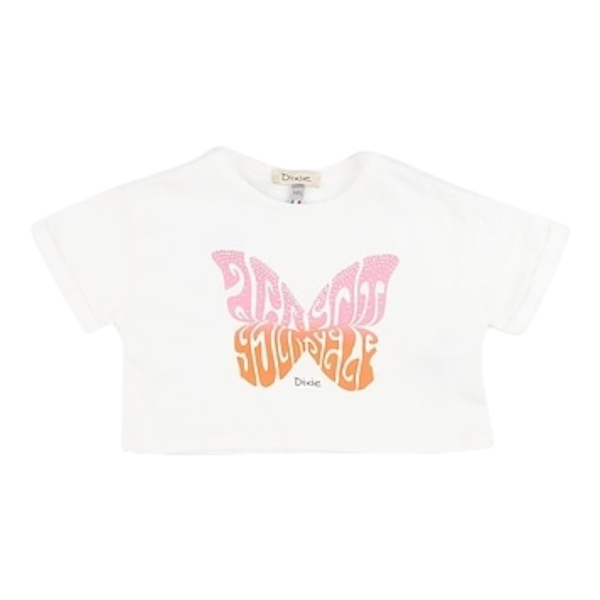 Dixie T-Shirt Girocollo Tinta Unita con Stampa per Bambina MBC8030G50 BIANCO DIXIE 