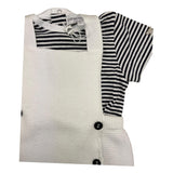Emporio Armani Two-Tone White/Black Dungarees-T-Shirt Set for Newborns
