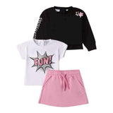 Sarabanda Complero 3 Pezzi Gonna-T-Shirt-Felpa per Bambina 0B246 BIANCO SARABANDA 