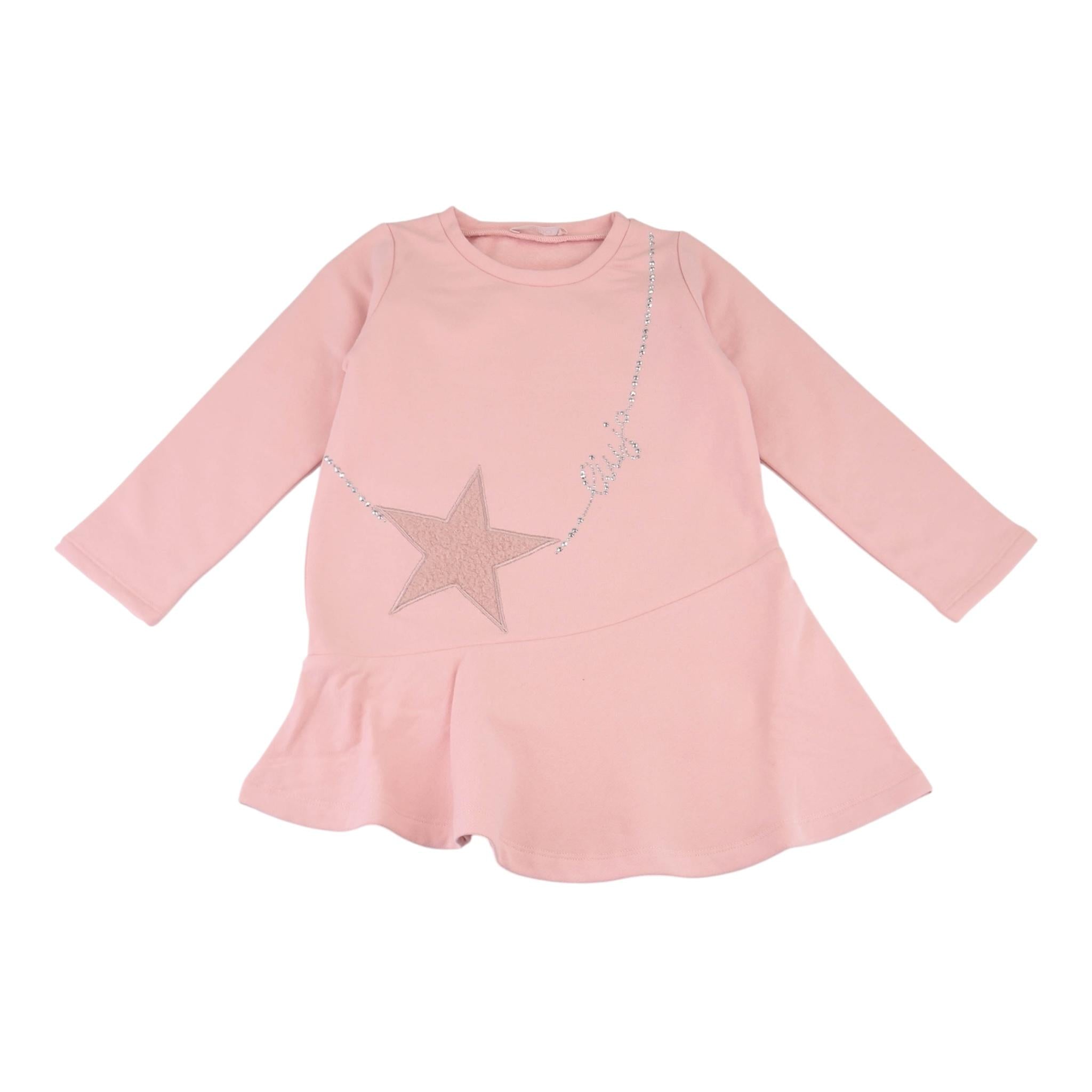 LIU JO abito in felpa girocollo tinta unita con stampa Rosa per Bambina KF4070X ROSA LIU JO 