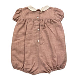 ILFAROBIMBI pagliaccetto mezza manica tinta unitacon ricami Rosa per Neonata INF50981 ROSA ILFAROBIMBI 