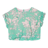 Liu Jo Solid Color Half Sleeve Shirt With Green Pattern For Girls