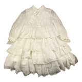 Mimisol Long Sleeve Dress Solid Color Fragorato White For Girls