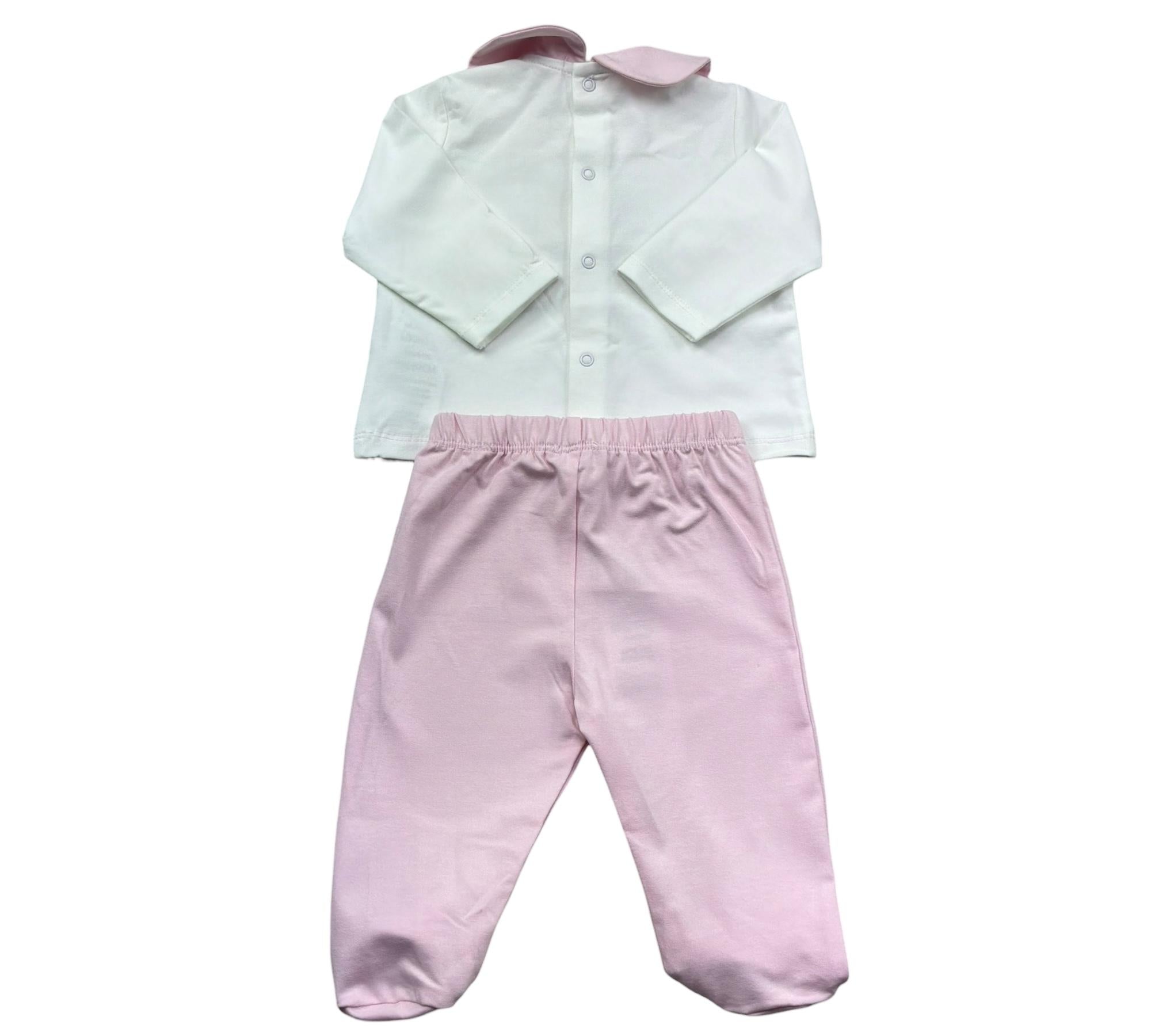 Le Bebe Completo 2 Pezzi Shirt-Ghettina Bicolore per Neonata LBG6260 BIANCO/ROSA LE BEBE 