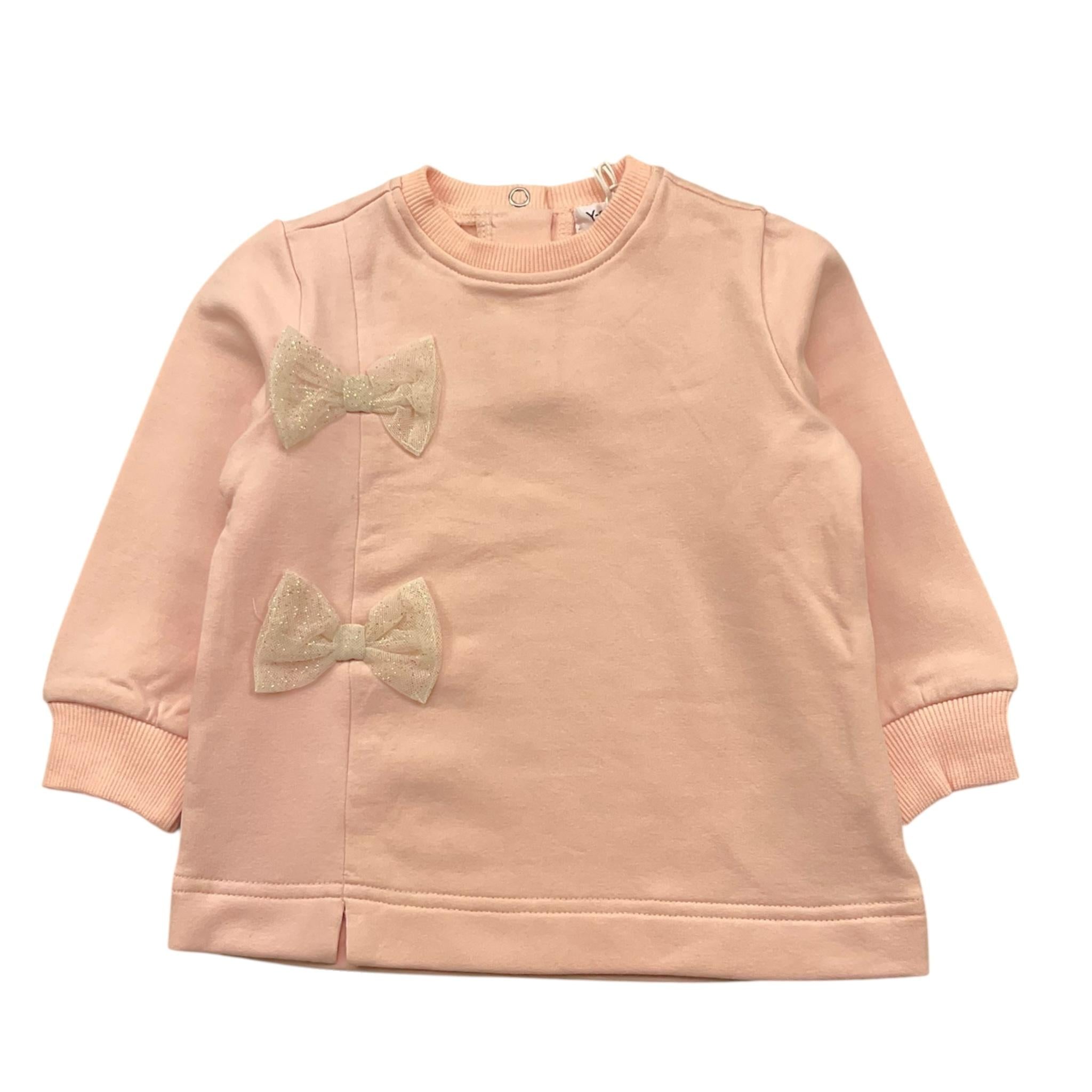 Y-CLU felpa girocollo tinta unita con fiocchi Rosa per Neonata YN20718 ROSA Y-CLU 