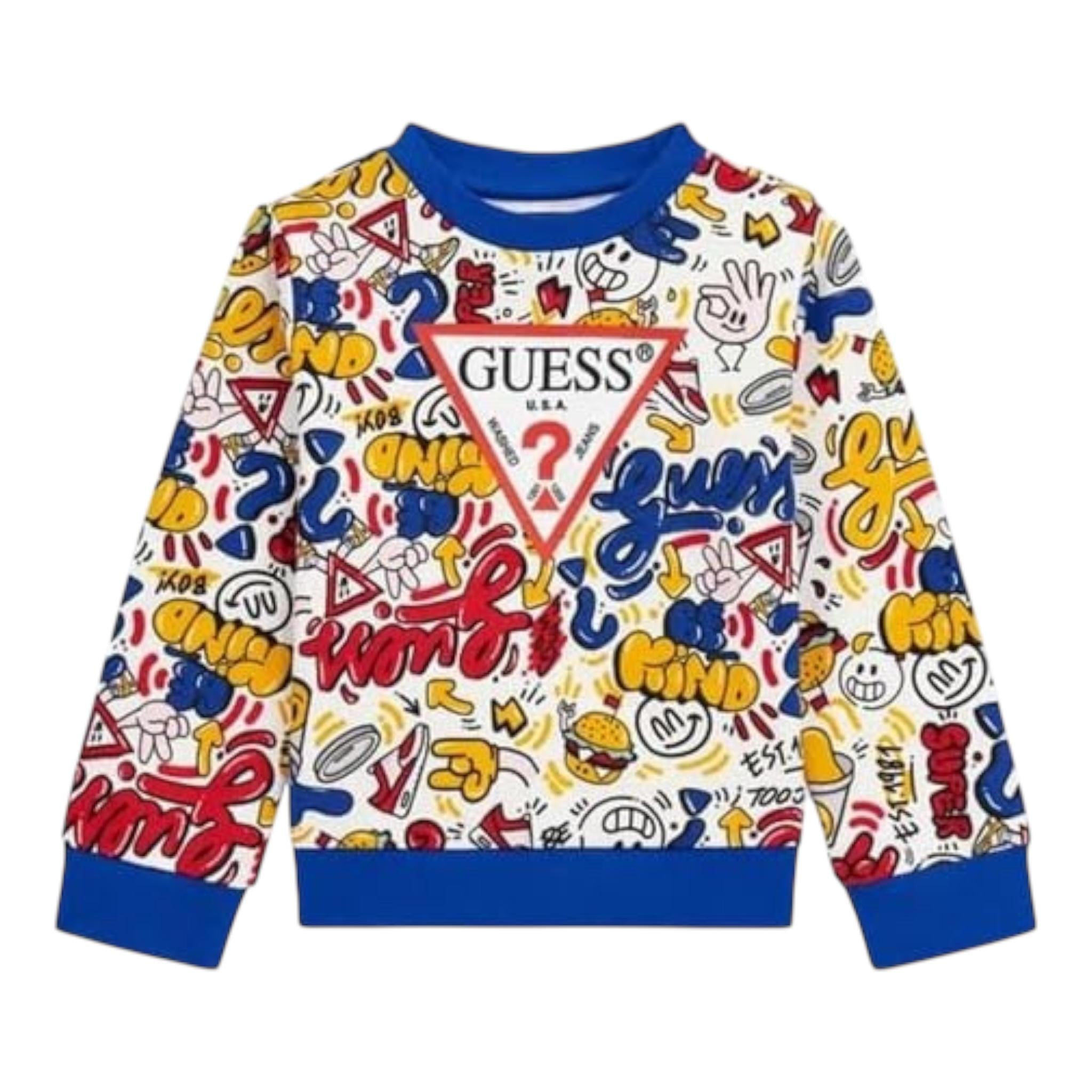 GUESS felpa chiusa girocollo stampa fantasia Bianco per Neonato N4YQ02KA6R3X BIANCO GUESS 