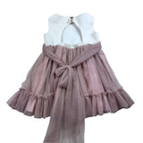Tete'&amp;Martina Two-Tone Dress With Armholes With White/Pink Tulle For Girls