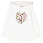STELLA McCARTNEY felpa chiusa con cappuccio tinta unita con stampa Bianco per Bambina TV4B00J BIANCO STELLA McCARTNEY 