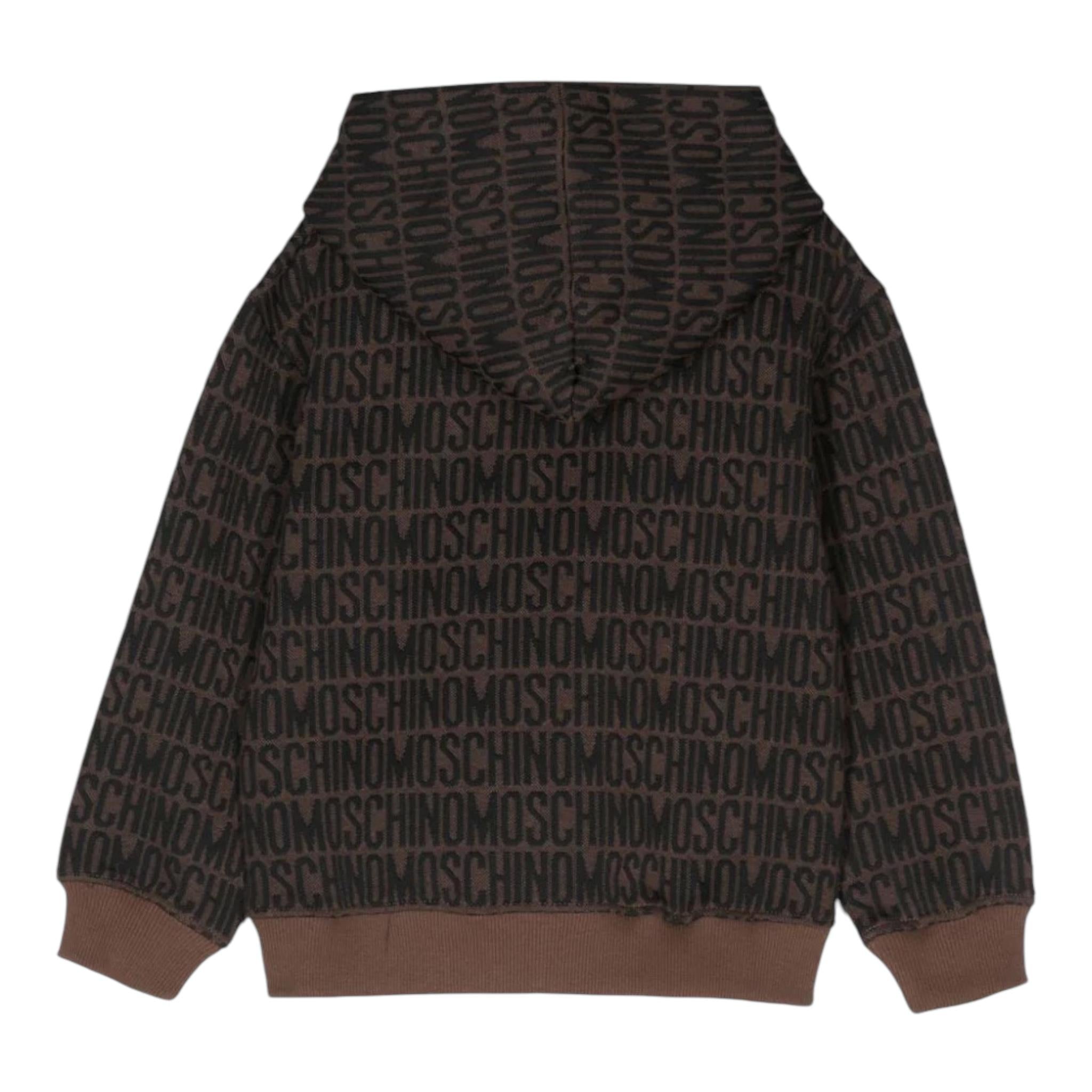MOSCHINO felpa tinta unita logata con cappuccio Marrone per Bambino HUF08C MARRONE MOSCHINO 