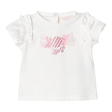 Liu Jo Solid Color Crew Neck T-Shirt With Contrasting Print White For Baby Girls