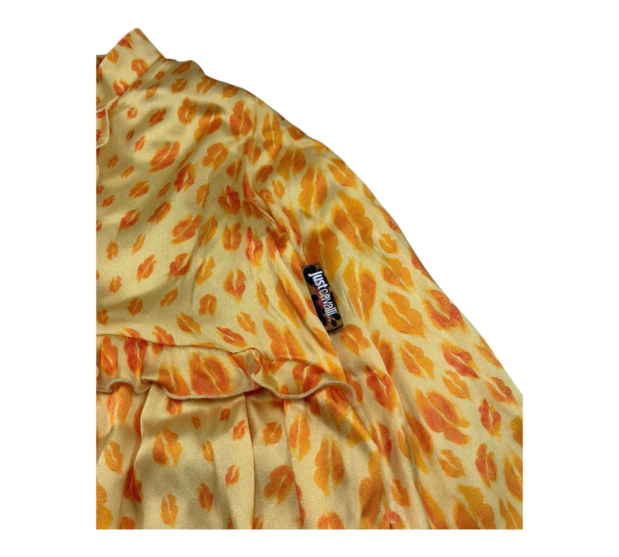 Just Cavalli Abito Manica Lunga Tinta Unita con Stampe Baci per Bambina JGP26203VE GIALLO JUST CAVALLI 