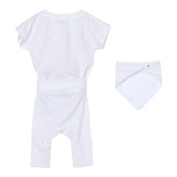 Burberry 2 Piece Set Bodysuit-Pants-Bib Solid Color White For Newborn