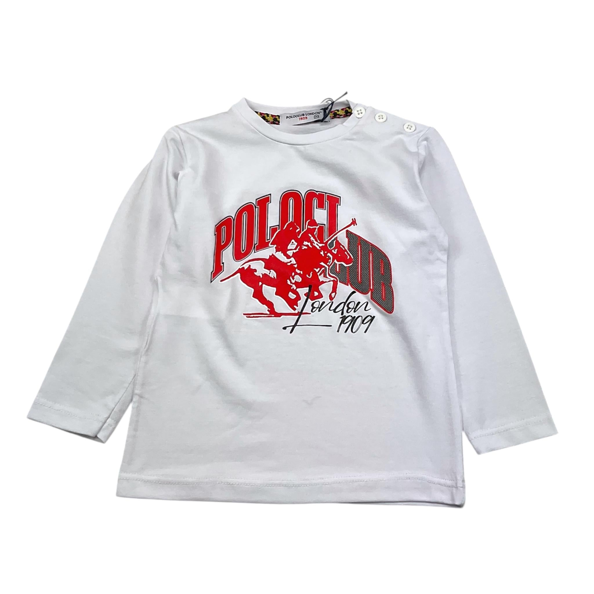 POLO CLUB LONDON shirt girocollo tinta unita con stampa Bianco per Bambino 242118J BIANCO POLO CLUB LONDON 