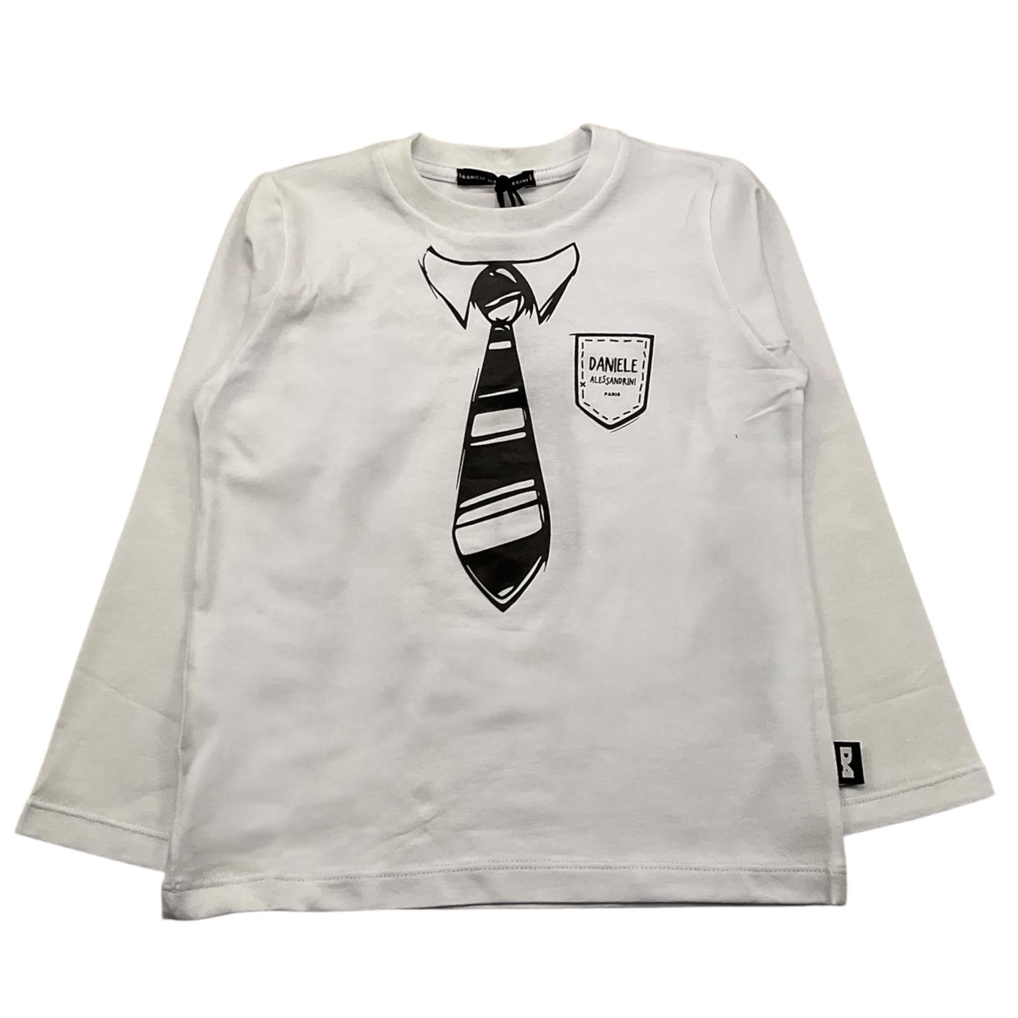 DANIELE ALESSANDRINI shirt girocollo tinta unita con stampa Bianco per Bambino 1291M00061JXX BIANCO DANIELE ALESSANDRINI 